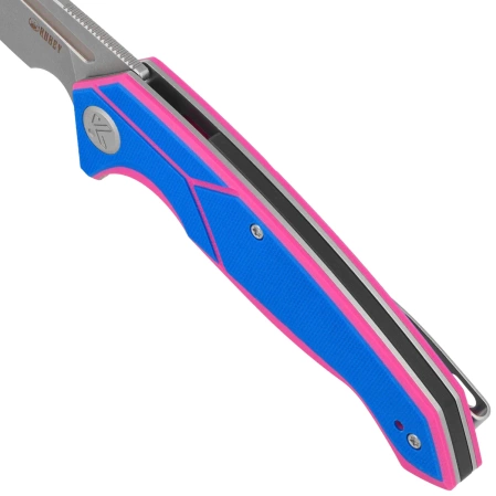 Kubey RBC-1 Knife Blue / Pink G10, Stonewashed 14C28N by Sherif Manganas (KU373C)