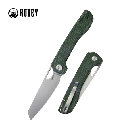 Kubey Elang Knife Green Micarta, Beadblasted AUS-10 by Sebastian Irawan (KU365E)