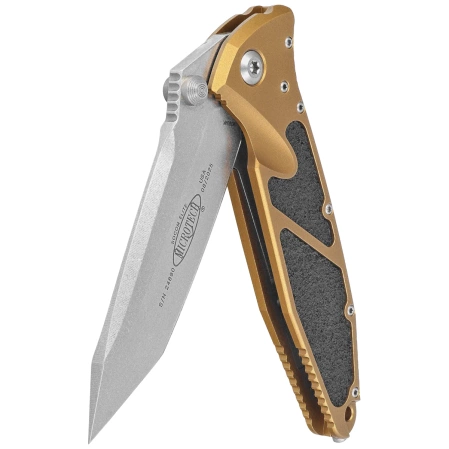 Nóż składany Microtech Socom Elite T/E-M Tan Aluminium, Stonewashed M390MK by Tony Marfione (161-10TA)