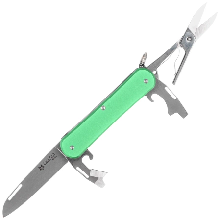 Fox Vulpis F4 OD Green Aluminium, Polished N690Co Pocket Knife (FX-VP130-F4 OD)