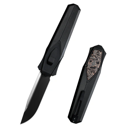 Remette RT-Swordfish CP Knife Black Aluminum/Copper Carbon Fiber, Titanium Black 14C28N (ZL103C7)