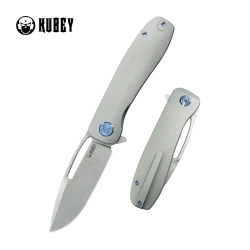 Kubey Supercell Knife Grey Titanium, Stonewashed 14C28N by K.C. Spiron (KU353A)