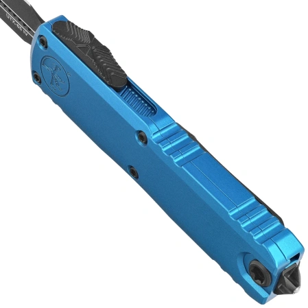 Microtech UTX-85 Gen IV D/E OTF Knife Blue Aluminum, Black M390MK by Tony Marfione (12324-1BL)