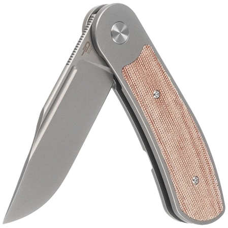 Nóż składany Bestech Vestige GreyTitanium/Natural Micarta, Stonewashed MagnaCut by Justin Lundquist (BT2411B)
