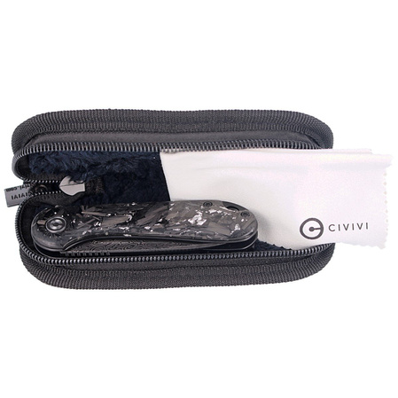 CIVIVI Knife Elementum Flipper Shredded Carbon Fiber / Silvery Shred, Black Damascus (C907C-DS2)