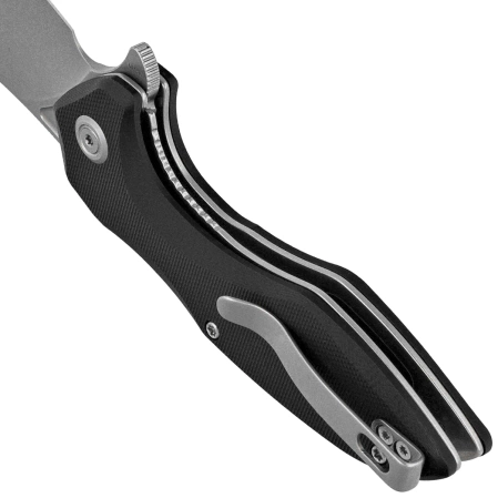 Nóż składany Kubey Nobel Black G10, Beadblasted 14C26N (KU236K)