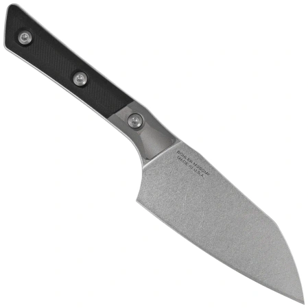 Microtech Santoku 4.2'' Kitchen Knife Titanium Bolster/Black G10, Stonewashed M390MK (3300B-10BK)