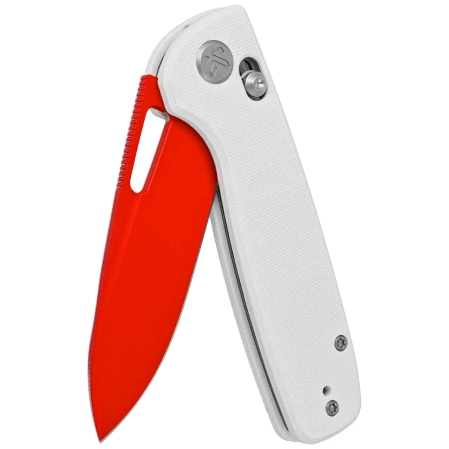 Kubey Bluff Knife KU248B White G10, Red 14C28N by Garet Caronna