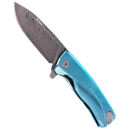Nóż składany LionSteel ROK Blue Titanium, Chad Nichols Scrambled Damascus (ROK DD BL)