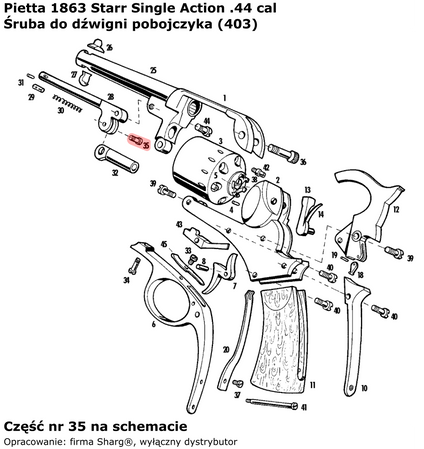Colt Navy 1851, Starr 1858, Starr 1863 (403) bolt for the Colt Navy 1851, Starr 1858, Starr 1863 lever