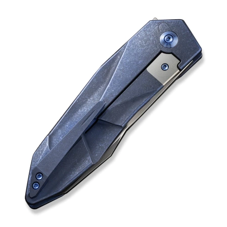 WE Knife Solid Blue Titanium, Polished Bead Blasted CPM 20CV by Gustavo T. Cecchini (WE22028-4)