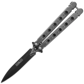 Martinez Albainox Balisong Skull Knife RainBlack Steel, RainBlack 3Cr13Mov (02278)