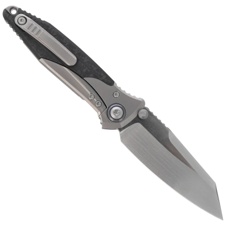 Nóż składany Microtech Socom Bravo Mini Warcom Titanium/Carbon Fiber, Blue HW, Hand Rubbed Satin M390 by Tony Marfione (263M-4CFTI)