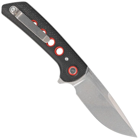 Reate PL-XF-11 Knife Black Micarta/Red G10 Inlay, Stonewashed Nitro-V