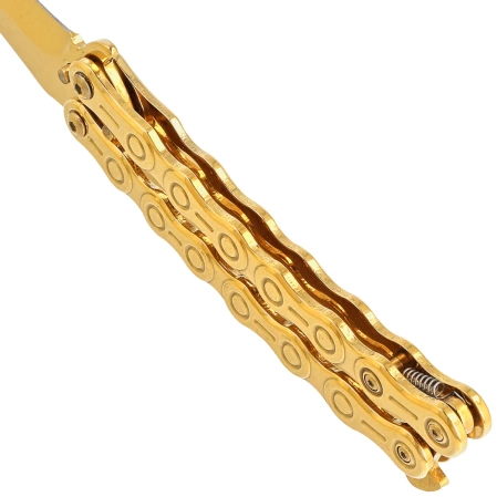 Nóż motylkowy Third Decor Habitat Balisong Chain Gold Titanium Stainless Steel, Gold Titanium 420 (K2819D)