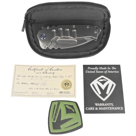 Medford Praetorian T Tanto Tumbled Titanium, Blue HW/Clip, Tumbled S45VN by Greg Medford (MK0124TT-01TM-T2C2-BN)