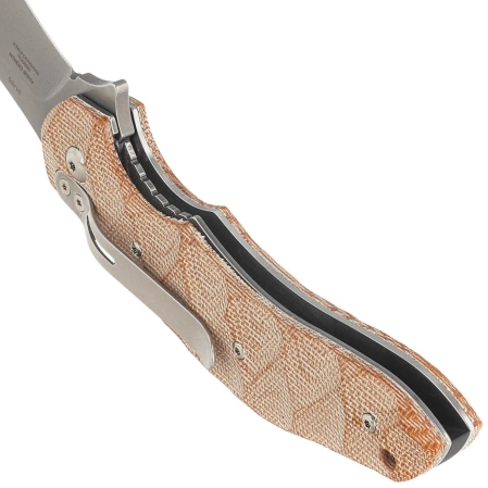 Fox Flipper Knife Natural Micarta, Acid Stonewashed N690Co by Jens Ansø (FX-302 MIN)