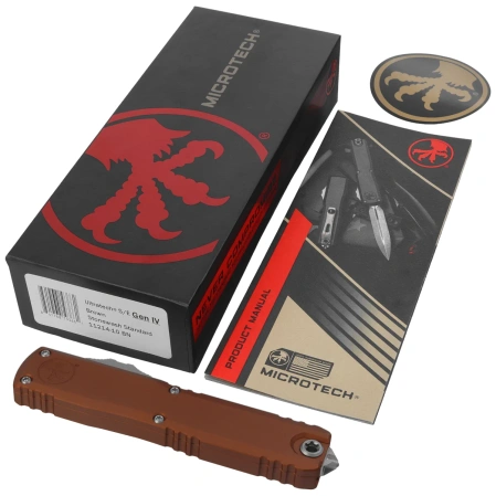 Nóż automatyczny OTF Microtech Ultratech Gen IV S/E Brown Aluminium, Stonewashed M390MK by Tony Marfione (11214-10BN)