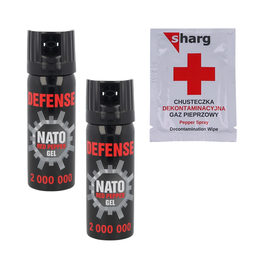 Zestaw 2x Gaz pieprzowy Sharg Nato Defence Gel 2mln Cone 50ml i chusteczka dekontaminacyjna (40050-C)