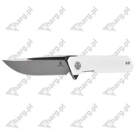 Bestechman Knife Dundee White G10, Grey Titanized / Satin D2 by Ostap Hel (BMK01G)