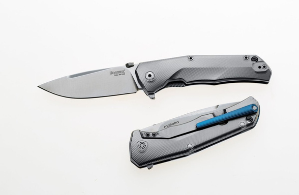LionSteel T.R.E. Knife Grey Titanium/Blue Ti, Stonewashed M390 by Molletta (TRE BL)