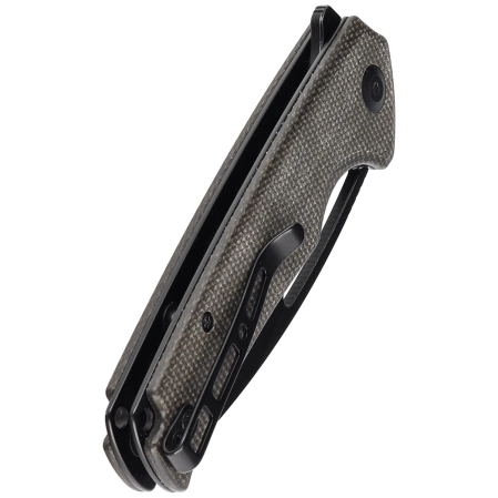 Sencut Mims Dark Green Canvas Micarta, Black Stonewashed 9Cr18MoV knife (S21013-3)