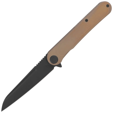 Kubey Dandy Knife Gold Titanium, Blackwashed CPM S90V by Maksym Tkachuk (KB247E)