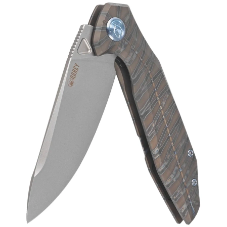 Kubey Nova Frame Lock Knife Flamed Titanium, Beadblasted 14C28N (KB235G)