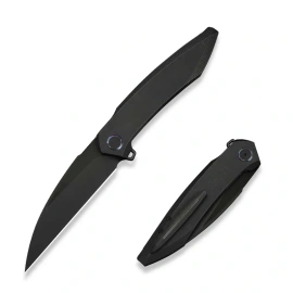 WeKnife Fluxor Knife Black Titanium, Black Stonewashed/Brushed M390 (WE23071-1)