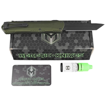 Heretic Knife Manticore X T/E Green Aluminum, Black DLC MagnaCut by Tony Marfione Jr.