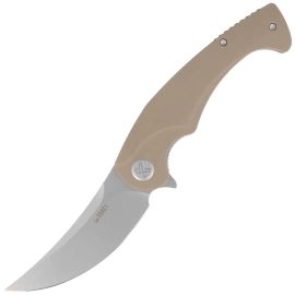 Kubey Scimitar Knife Tan G10, Beadblasted 14C28N (KU173M)