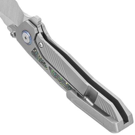 Remette RT-Kestrel Knife Gray Titanium/Green Carbon Fiber, Manual Fine Grinding Satin CPMS35VN (RTPO-A)