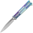 Third Decor Habitat Balisong Rainbow Titanium Stainless Steel, Satin 420 Butterfly Knife (K2920W)