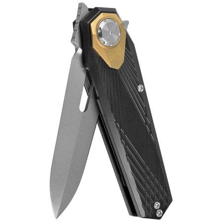 Remette RT-Infinite Power Knife Black Titanium, Hand Grinding Pearlescent M390 (RTIP-A)