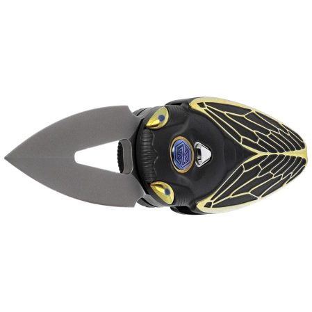 Nóż składany Rike Knife RK Cicada-DG Dark Gray / Gold Titanium, Bead Blasted M390