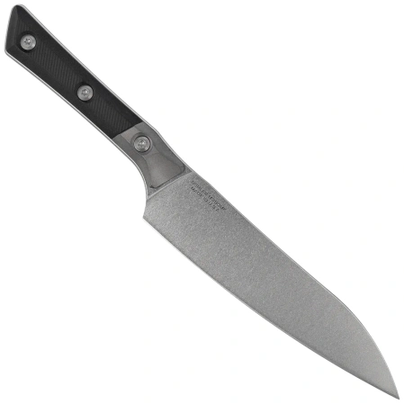Microtech Utility Kitchen Knife Titanium Bolster/Black G10, Stonewashed MK390 (3400B-10BK)
