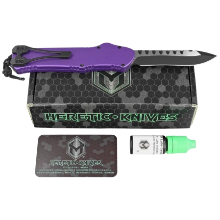 Heretic Knife Hydra R/E Purple Aluminum, Black DLC/Satin MagnaCut by Tony Marfione Jr.