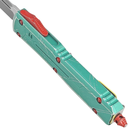 Microtech Ultratech S/E Bounty Hunter Signature OTF Knife Distressed Green Aluminum, Apocalyptic M390 by Tony Marfione (121-10BH)