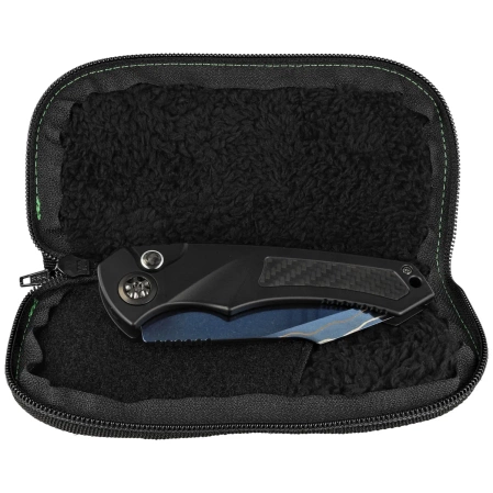 Heretic Knives Pariah-A Custom DLC Aluminium / Carbon Fiber Inlays, Blued Baker Forge AuroraMai Damascus by Tony Marfione Jr.