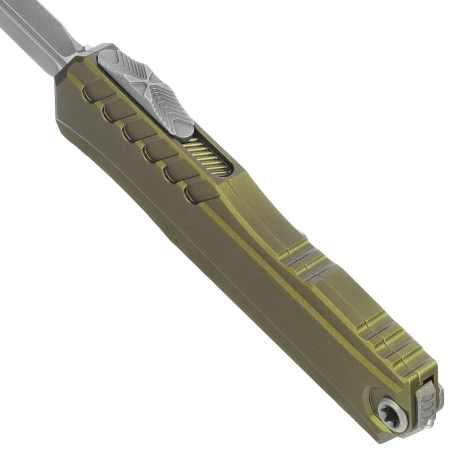 Microtech Cypher II D/E OTF Knife OD Green Aluminum, Apocalyptic M390MK by Deryk Munroe and Tony Marfione (1242-10APOD)