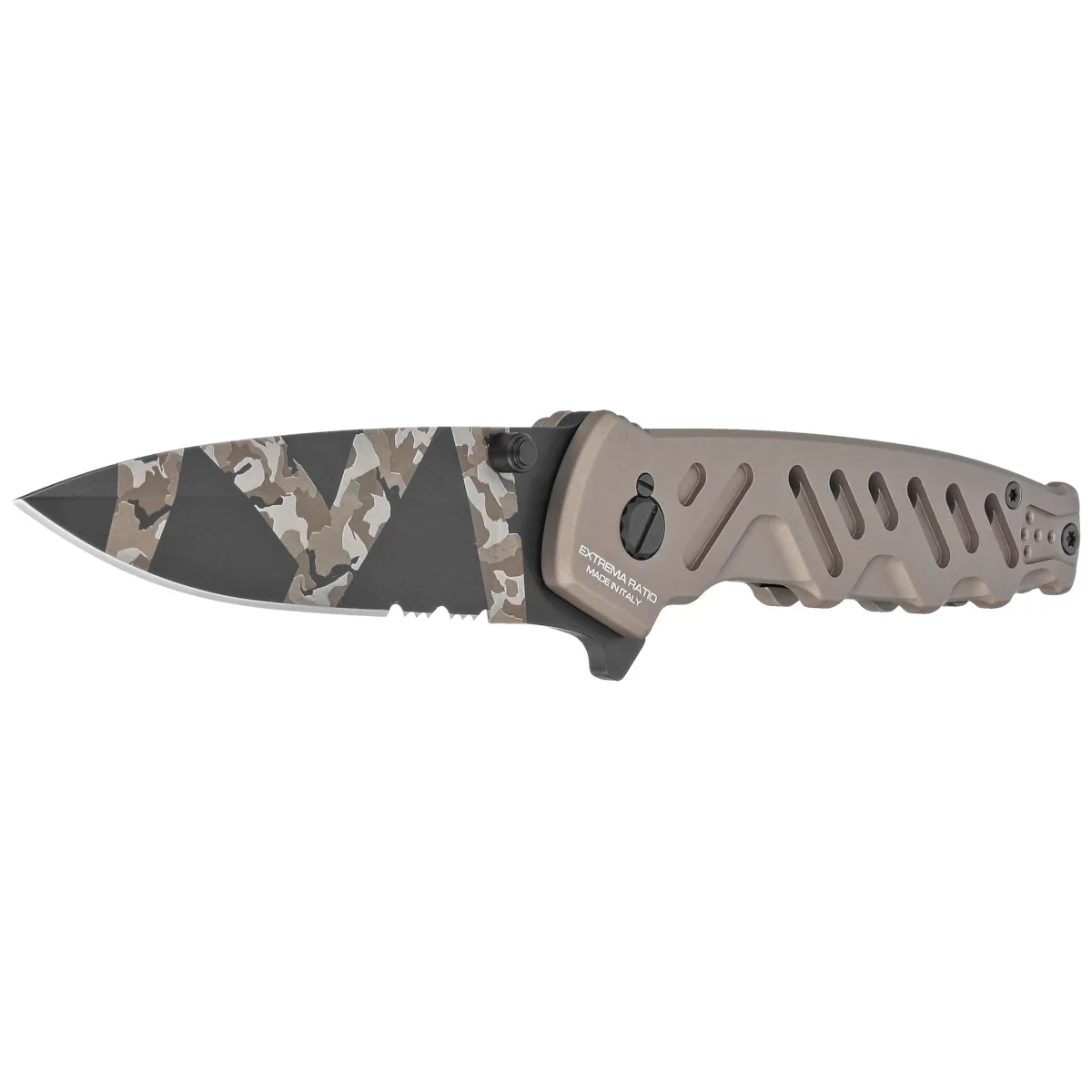 Nóż składany Extrema Ratio Caimano Nero N.A. Ranger LE No 005/250 Tactical Mud Aluminium, Geotech Camo N690 (04.1000.0166/BW/TM)